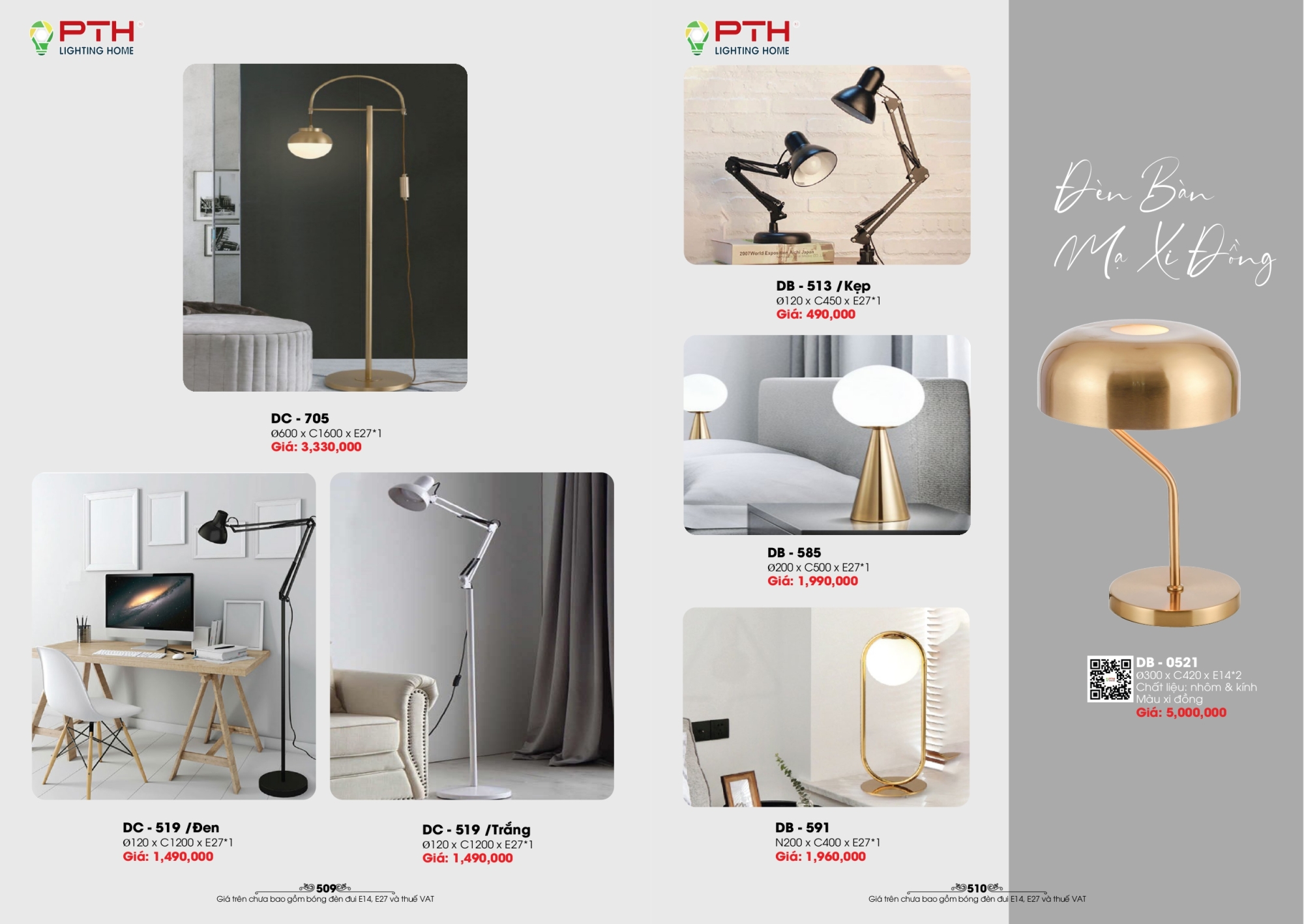 Bảng giá đèn trang trí PTH Lighting Home 2026